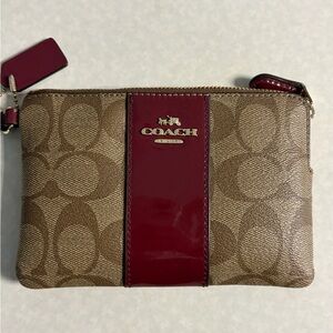 Coach Signature Canvas corner zip wristlet